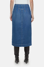 Jupe Denim With Zip - Mid Blue - Femme