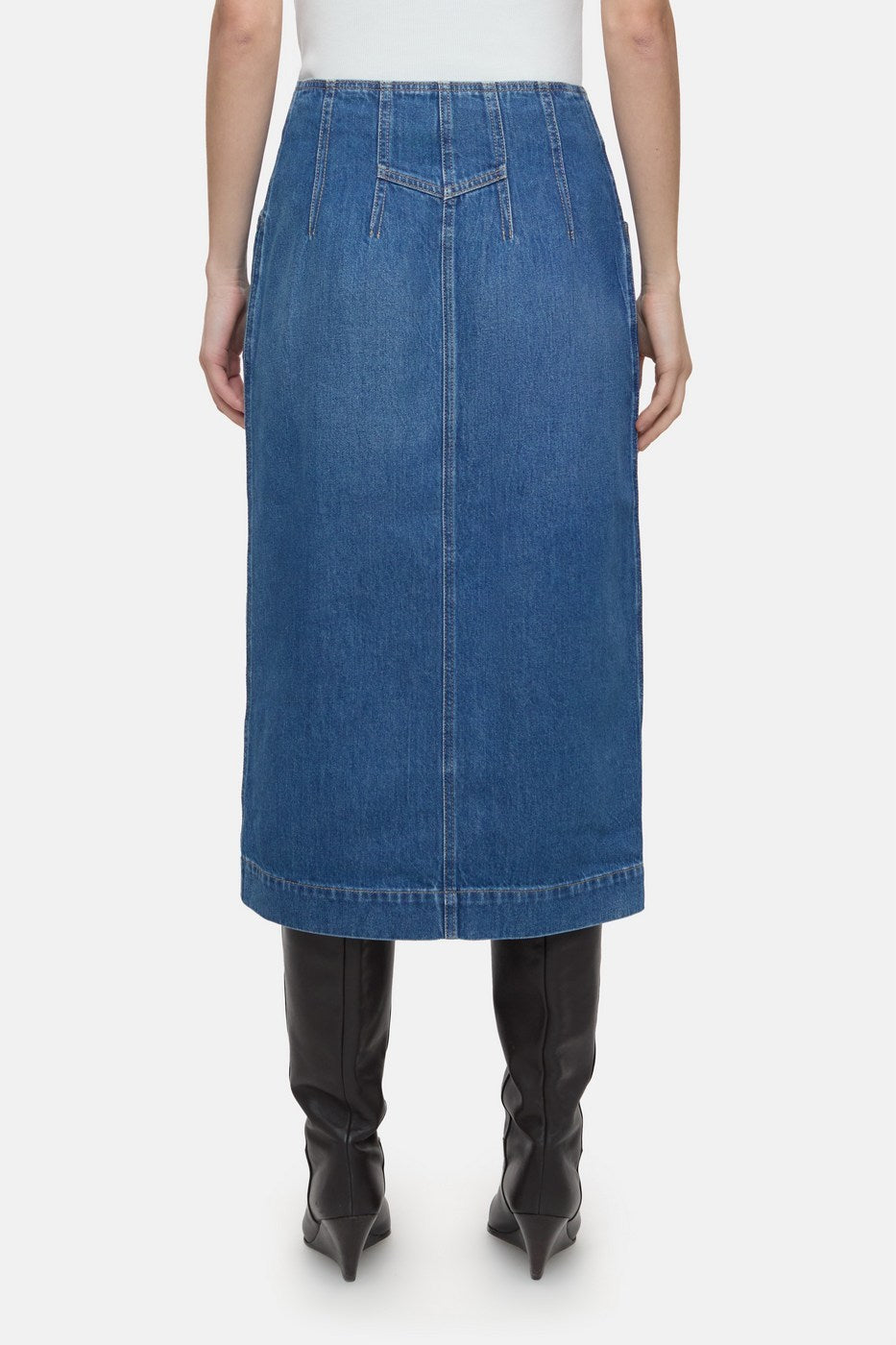 Jupe Denim With Zip - Mid Blue - Femme