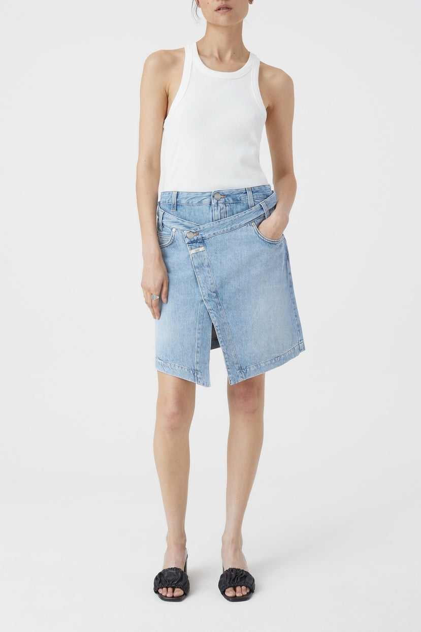 Jupe Short Wrap - Mid Blue - Femme