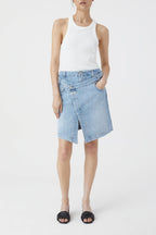 Jupe Short Wrap - Mid Blue - Femme