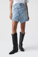 Jupe Short Wrap - Mid Blue - Femme