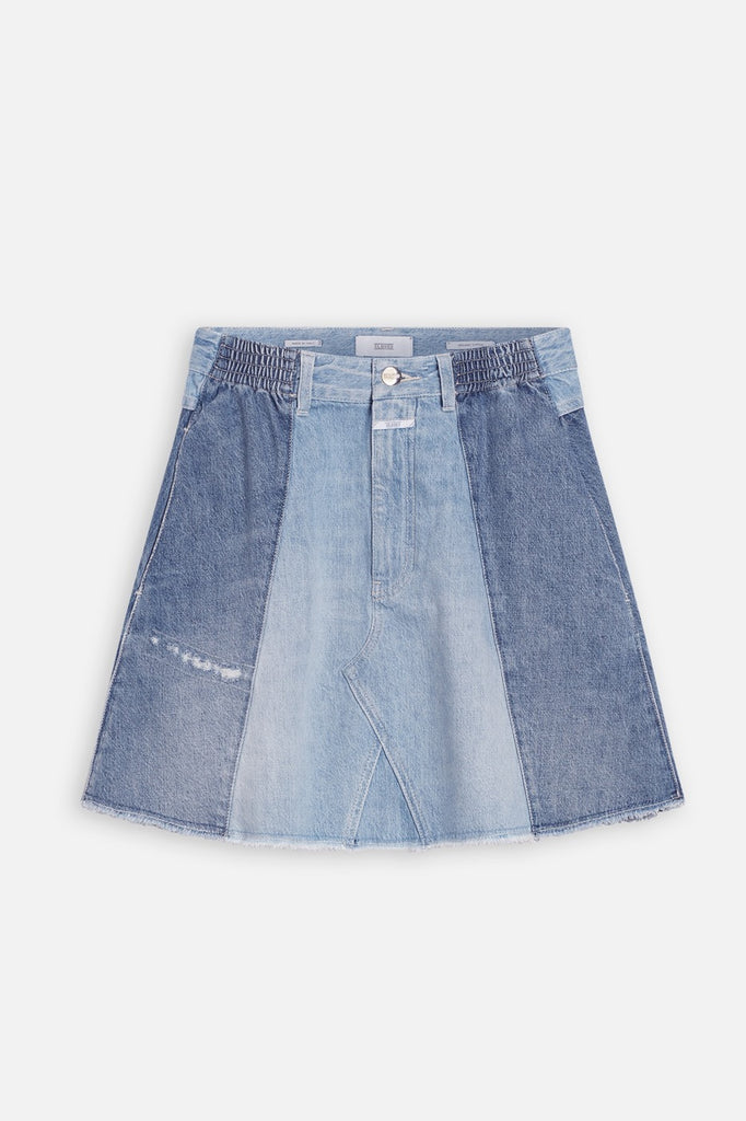 Closed - Jupe Patineuse En Jean En Coton Biologique Taille Haute - Bleu - Femme