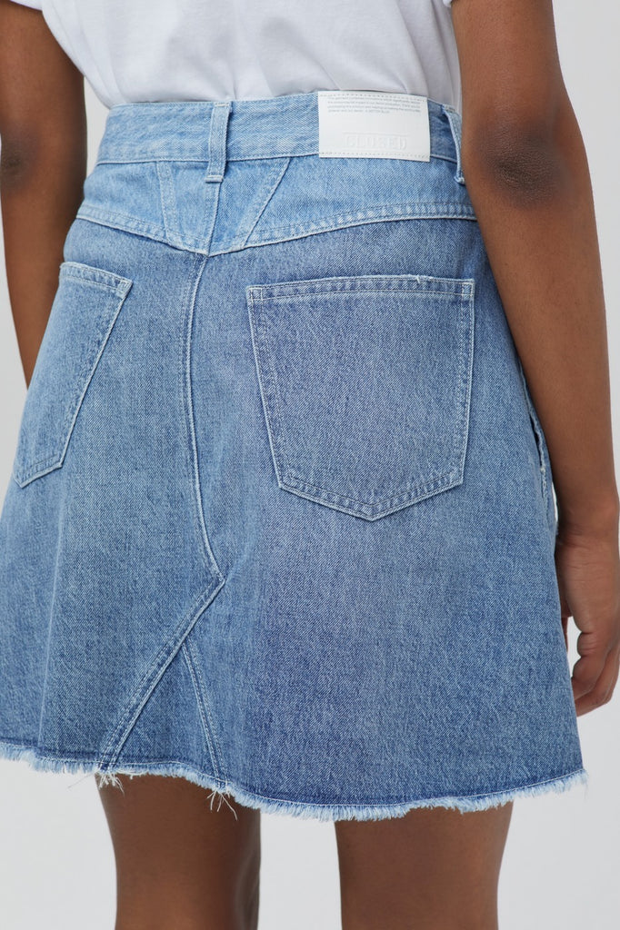 Closed - Jupe Patineuse En Jean En Coton Biologique Taille Haute - Bleu - Femme