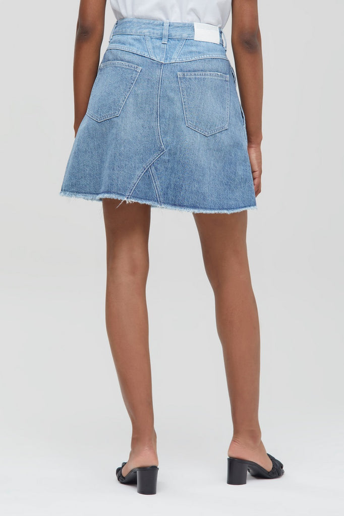 Closed - Jupe Patineuse En Jean En Coton Biologique Taille Haute - Bleu - Femme