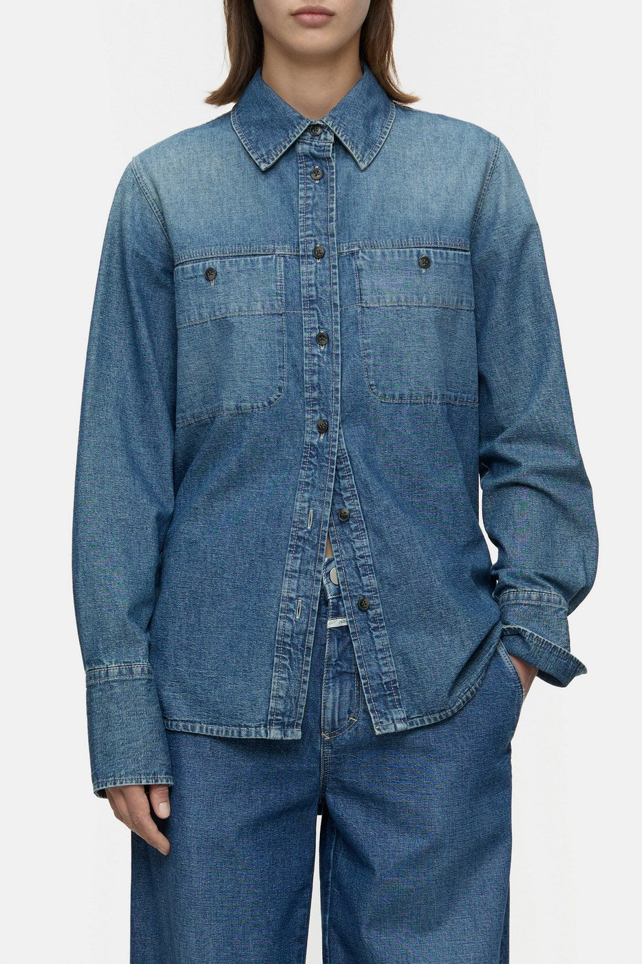 Chemise Utilitaire Ajustée - Mid Blue - Femme
