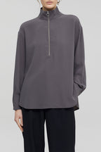 Closed - Chemise Half Zip - Dark Nickel - Femme