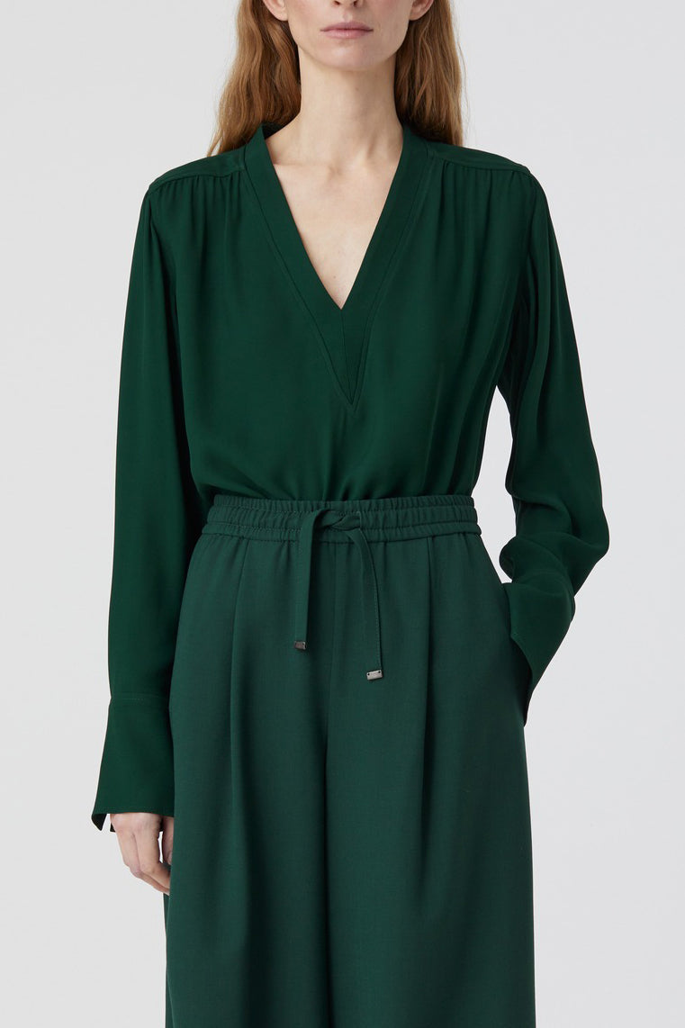 Chemise Courte À Col En V - Fern Green - Femme