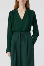 Chemise Courte À Col En V - Fern Green - Femme