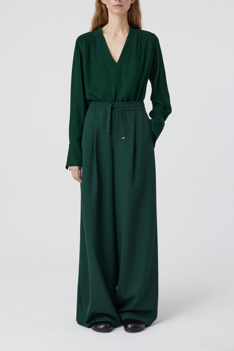 Chemise Courte À Col En V - Fern Green - Femme