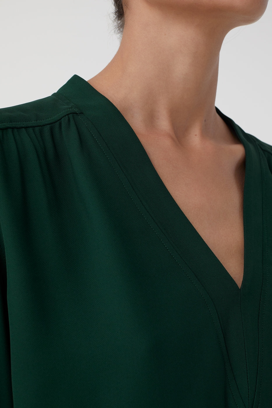 Chemise Courte À Col En V - Fern Green - Femme