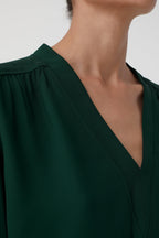 Chemise Courte À Col En V - Fern Green - Femme