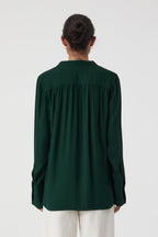 Chemise Courte À Col En V - Fern Green - Femme
