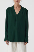 Chemise Courte À Col En V - Fern Green - Femme