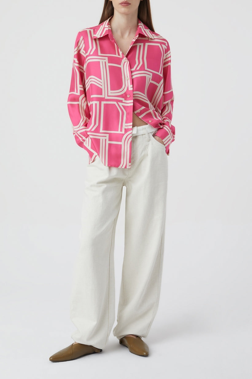 Chemise À Coupe Droite - Fiery Pink - Femme