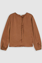 Chemise Longue En Soie - Auburn - Femme