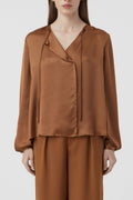 Chemise Longue En Soie - Auburn - Femme