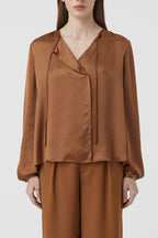Chemise Longue En Soie - Auburn - Femme