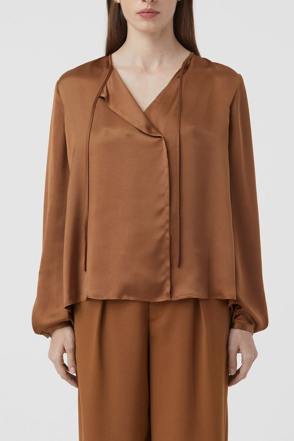 Chemise Longue En Soie - Auburn - Femme