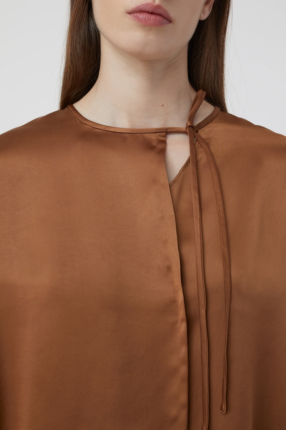 Chemise Longue En Soie - Auburn - Femme