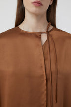 Chemise Longue En Soie - Auburn - Femme