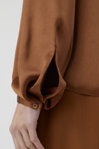 Chemise Longue En Soie - Auburn - Femme