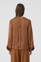 Chemise Longue En Soie - Auburn - Femme