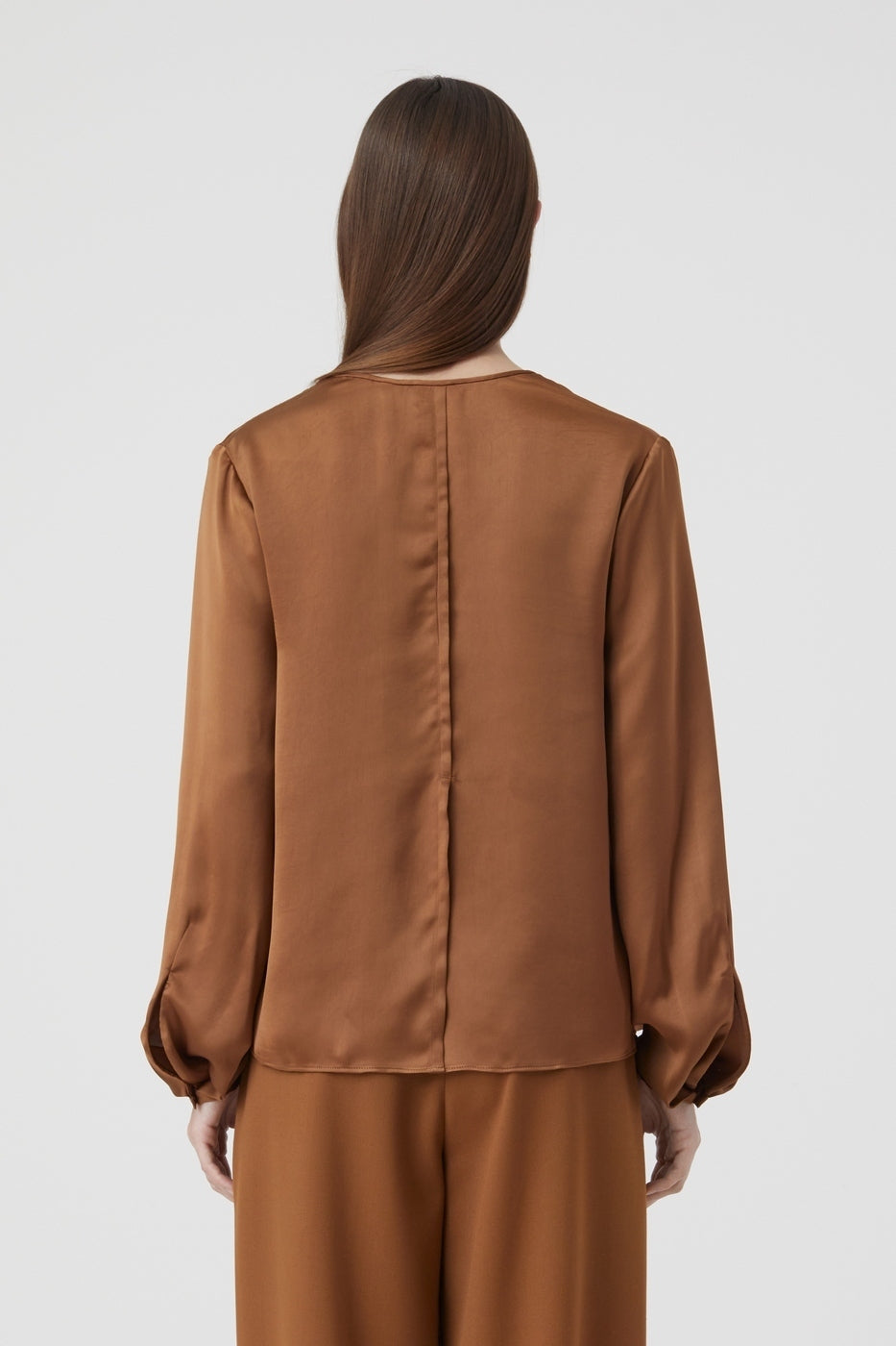 Chemise Longue En Soie - Auburn - Femme