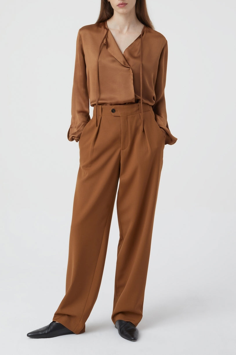 Chemise Longue En Soie - Auburn - Femme