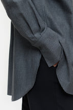 Chemise Surdimensionnée Avec Poche - Dark Grey Melange - Femme