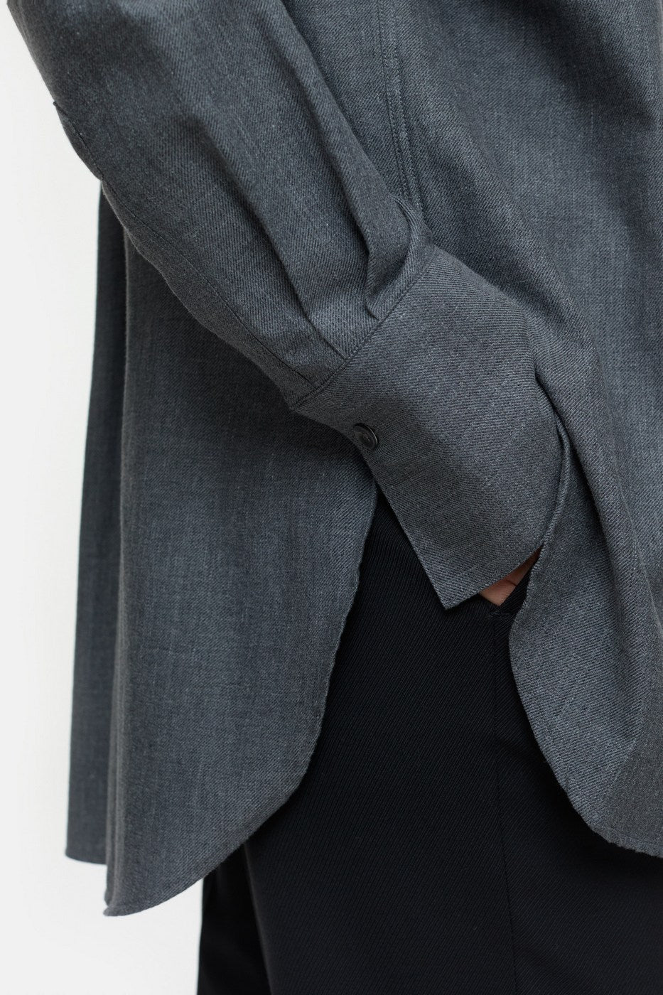 Chemise Surdimensionnée Avec Poche - Dark Grey Melange - Femme