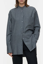 Chemise Surdimensionnée Avec Poche - Dark Grey Melange - Femme