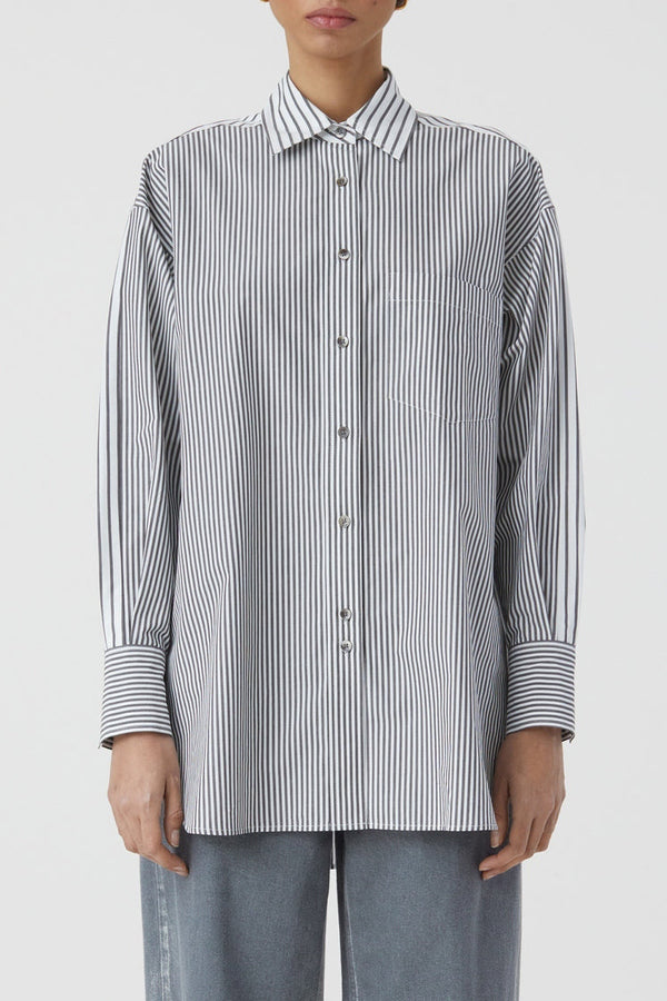 Chemise À Manche Longues Avec Poches Poitrine - Charcoal - Femme