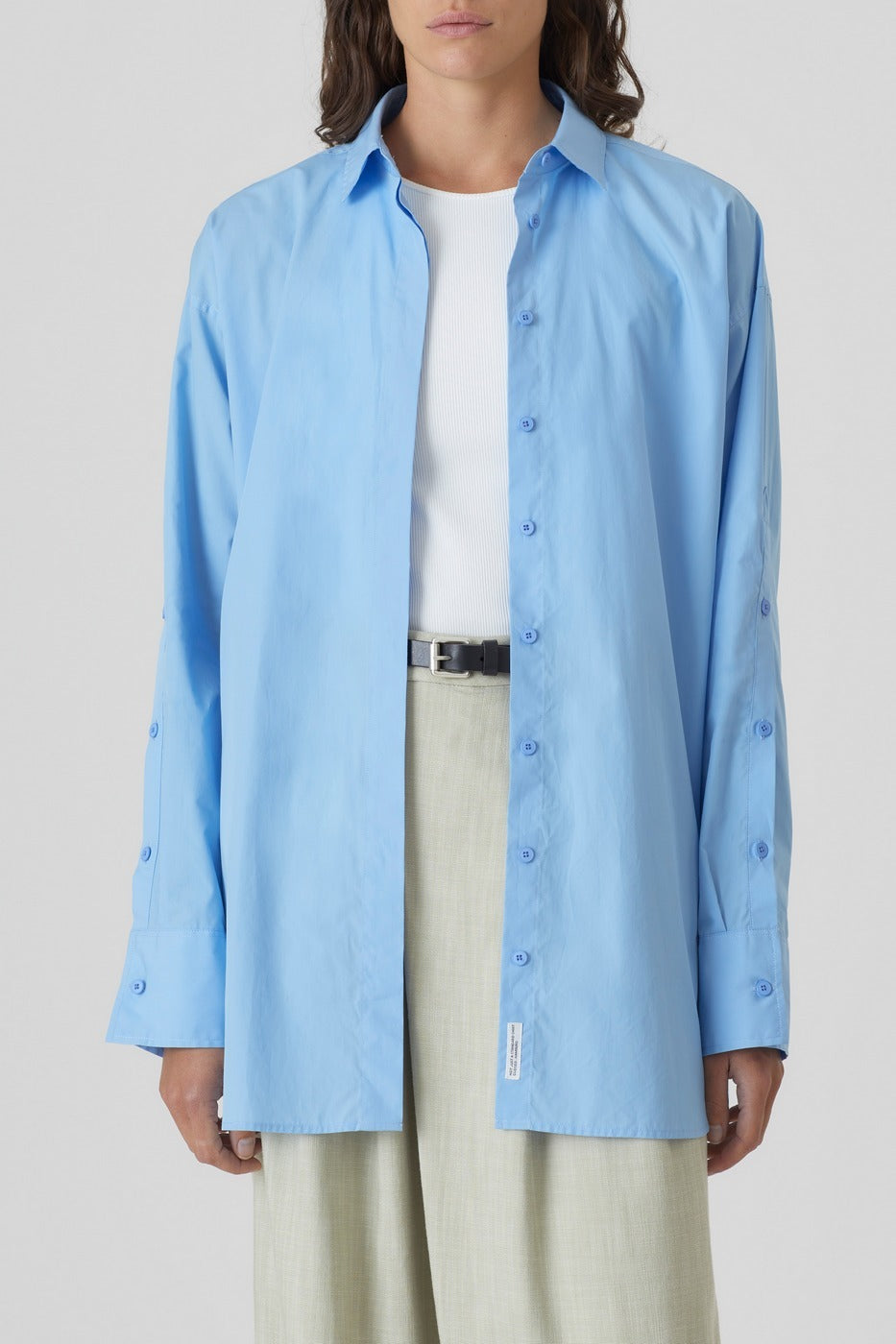 Chemise Avec Détail De Page De Couture - Sky Blue - Femme
