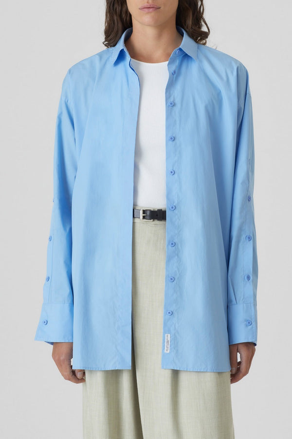 Chemise Avec Détail De Page De Couture - Sky Blue - Femme