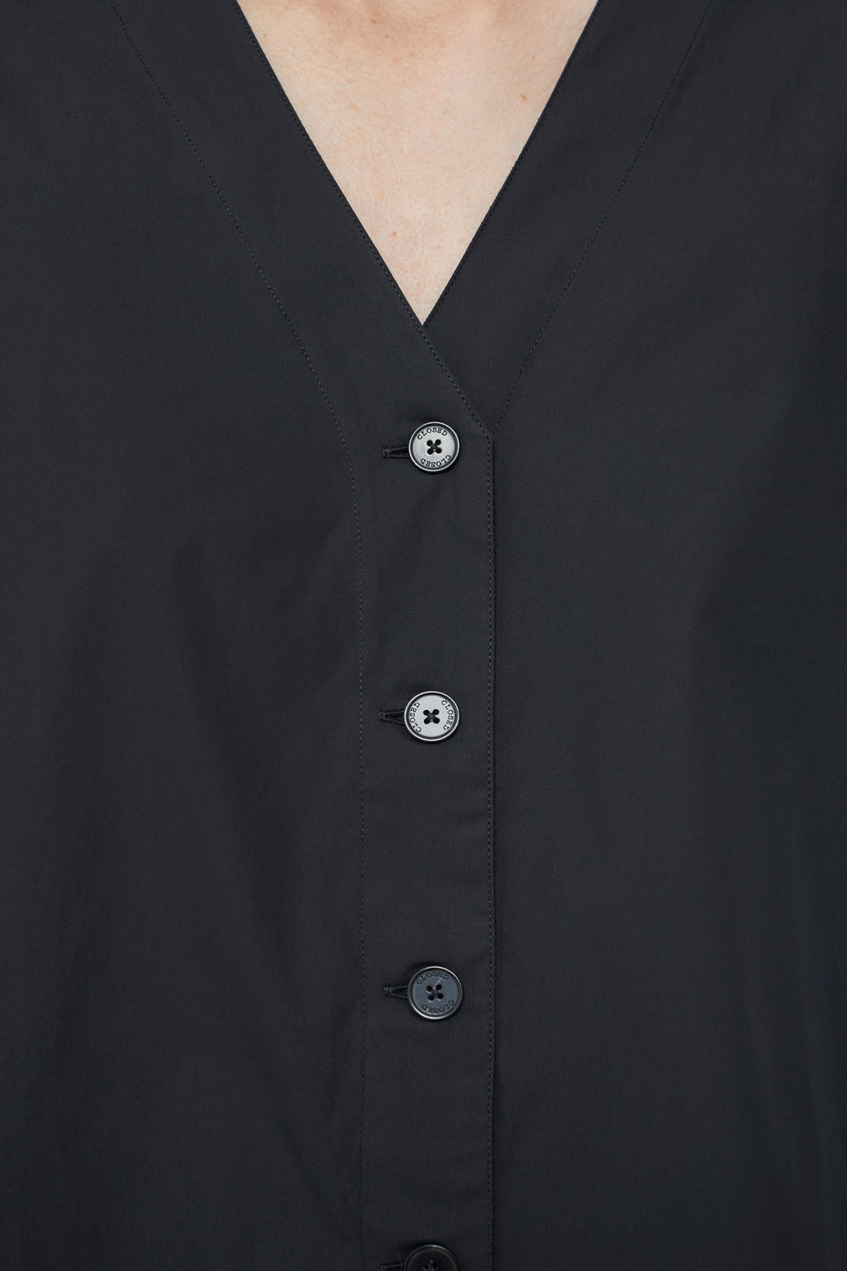 Chemise Sans Col - Black - Femme
