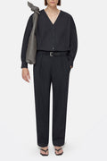 Chemise Sans Col - Black - Femme