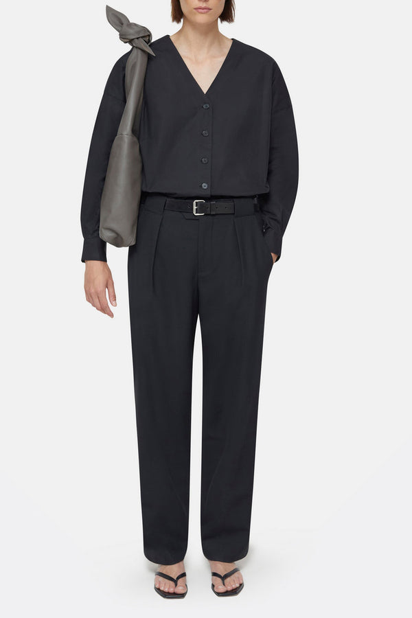 Chemise Sans Col - Black - Femme