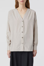 Chemise Sans Col - Plaster Beige - Femme