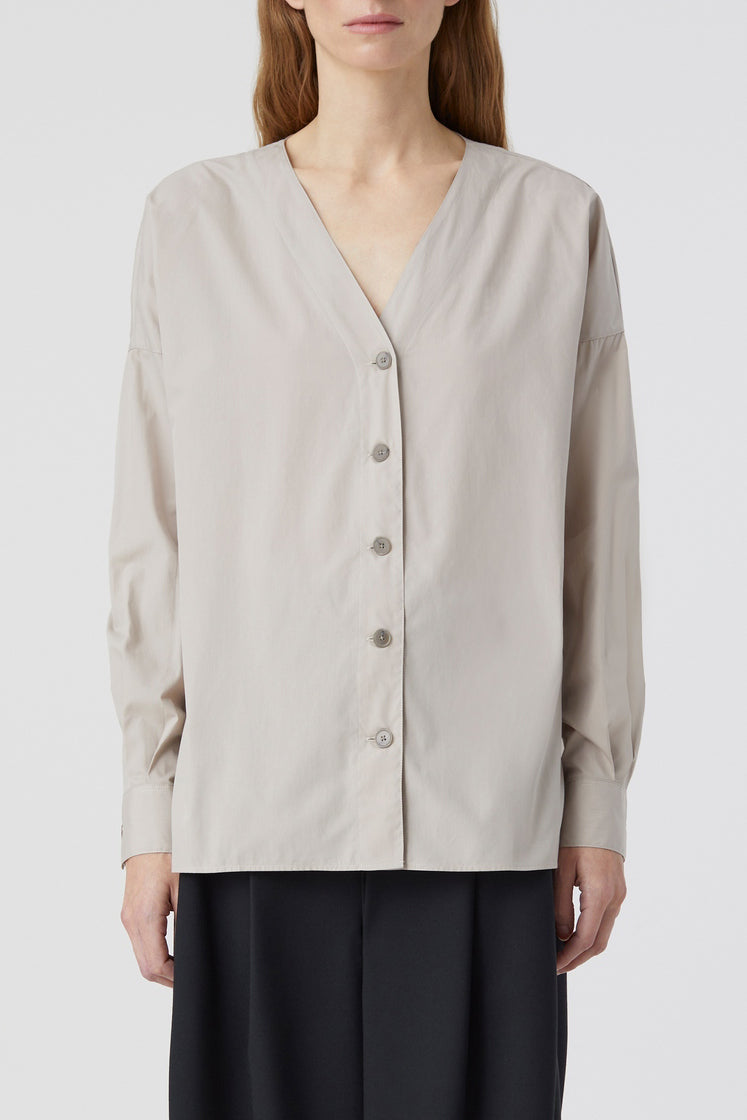 Chemise Sans Col - Plaster Beige - Femme