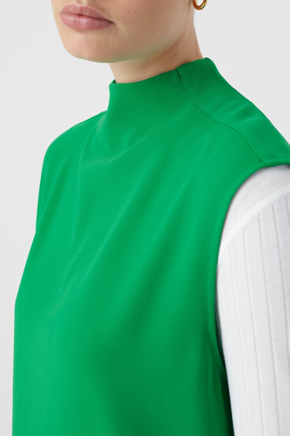 Haut À Col Montant - Green Patina - Femme