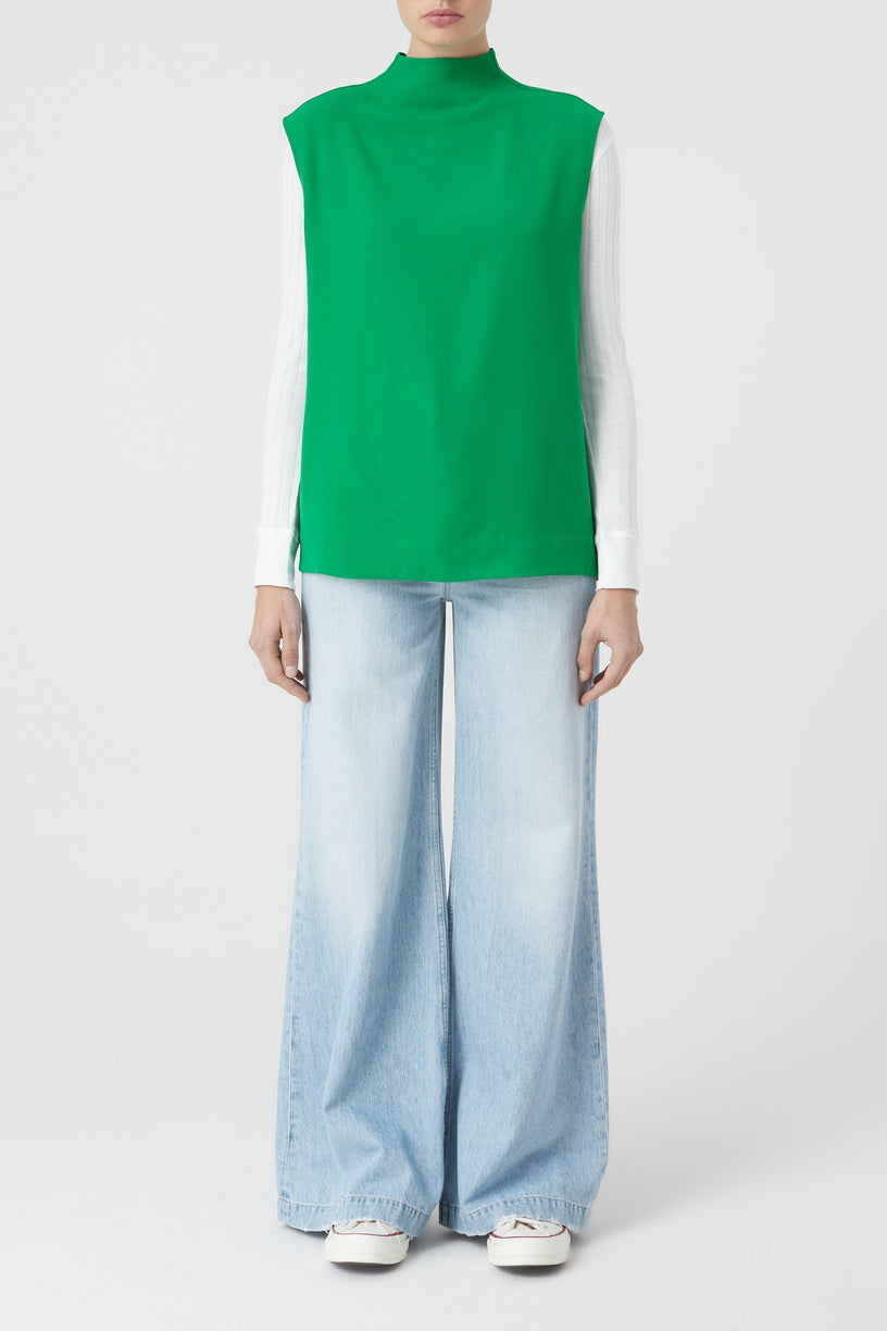 Haut À Col Montant - Green Patina - Femme