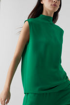 Haut À Col Montant - Green Patina - Femme