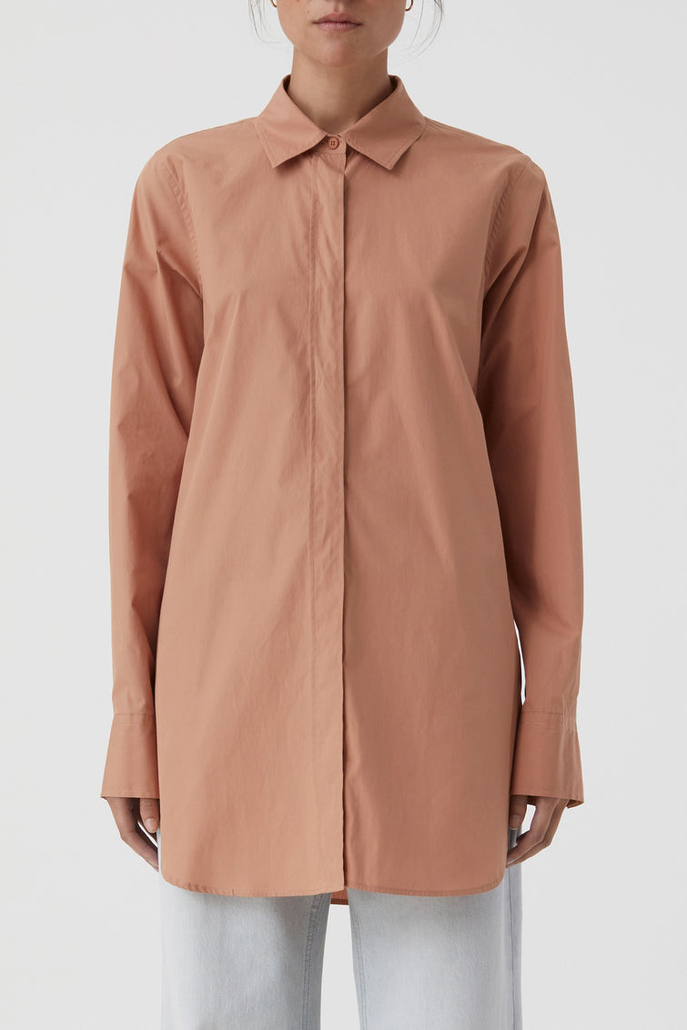 Chemise Longue Ajustée - Dark Rosewood - Femme