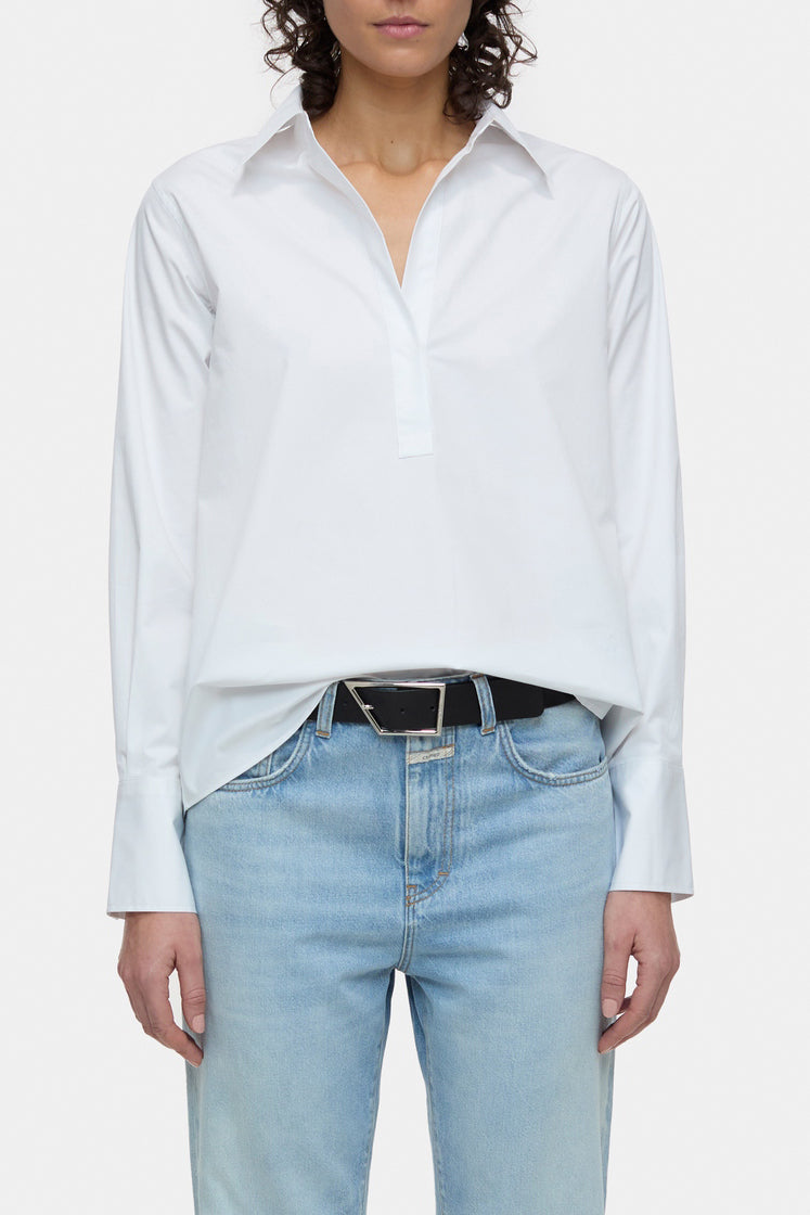 Tunique À Col Ouvert - White - Femme