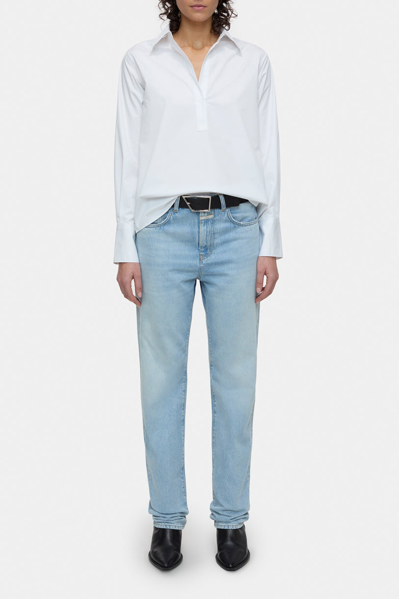 Tunique À Col Ouvert - White - Femme