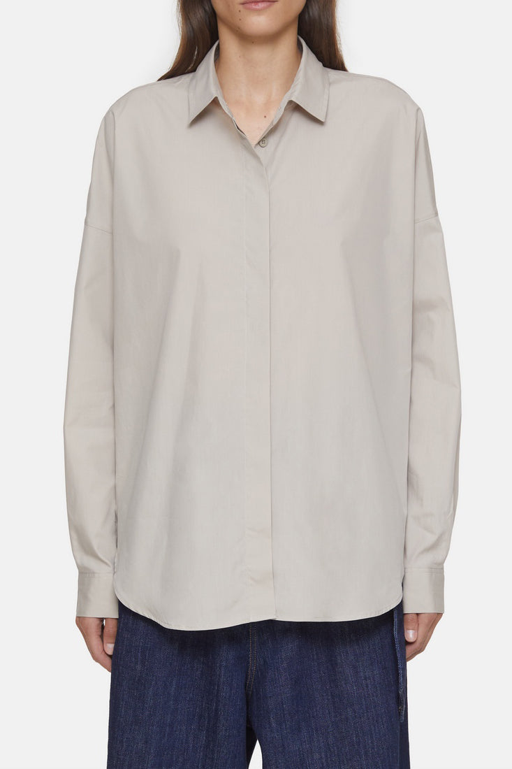 Chemise À Épaules Tombases - Plaster Beige - Femme