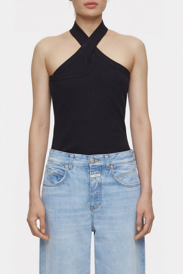 T-Shirts Halter Neck Top - Black - Femme