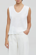 Closed - T-Shirt Pleated Tank Top - Ivory - Femme