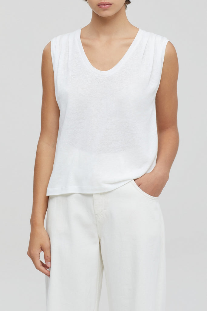 Closed - T-Shirt Pleated Tank Top - Ivory - Femme