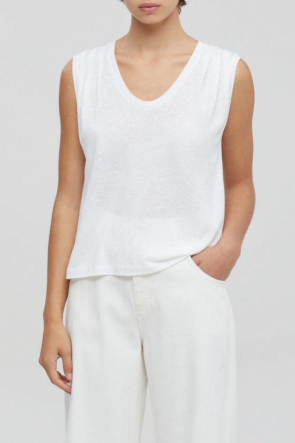 Closed - T-Shirt Pleated Tank Top - Ivory - Femme